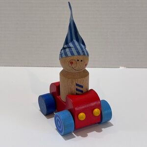 HABA Vintage Baby's First Block Series Wooden Toy Car w/ Peg Doll Driver